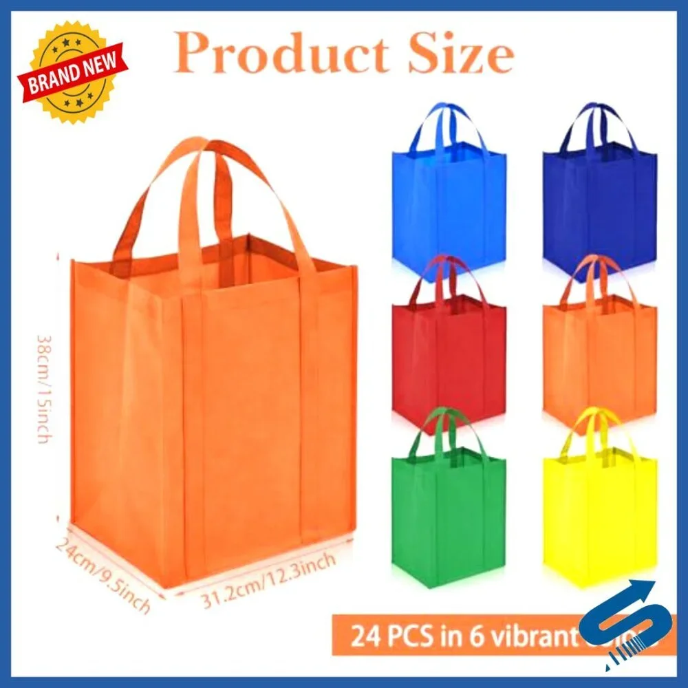 Heavy Duty Reusable Grocery Totes Foldable Washable Large Capacity Storage